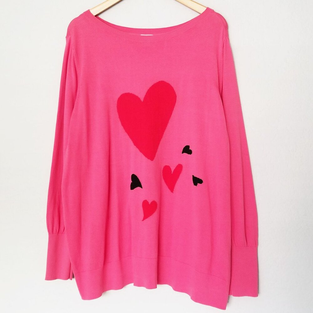 Chico’s Big Heart Pink Pullover Sweater Lightweight Jumper Plus Size XXL $90 - Picture 5 of 16